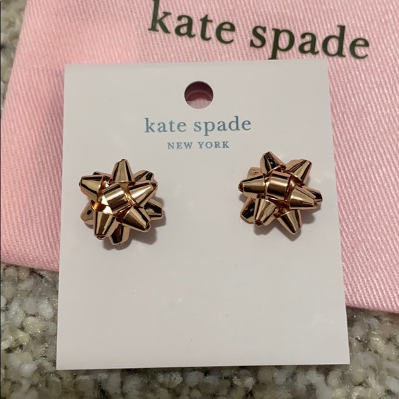NWT Kate Spade Rose Gold Bourgeois Bow Earrings - Picture 3 of 5